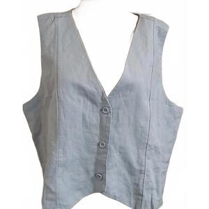 The Drop Women's ESMA Linen Vest Sleeveless Light Blue Fashion Skyway Top XXL